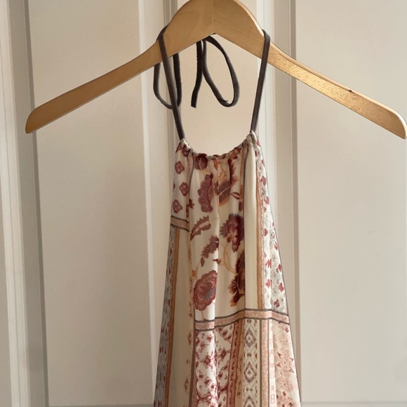 BAILEY 44 Toubakal Chiffon Halter Floral High Low Bohemian Cream Brown Leather M - Picture 6 of 12